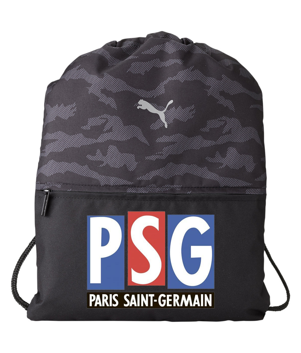 PSG Paris Saint-Germain F.C. 1992-1996 Soccer Logo Symbol Emblem Customized Design on Camo Drawstring Backpack Bag