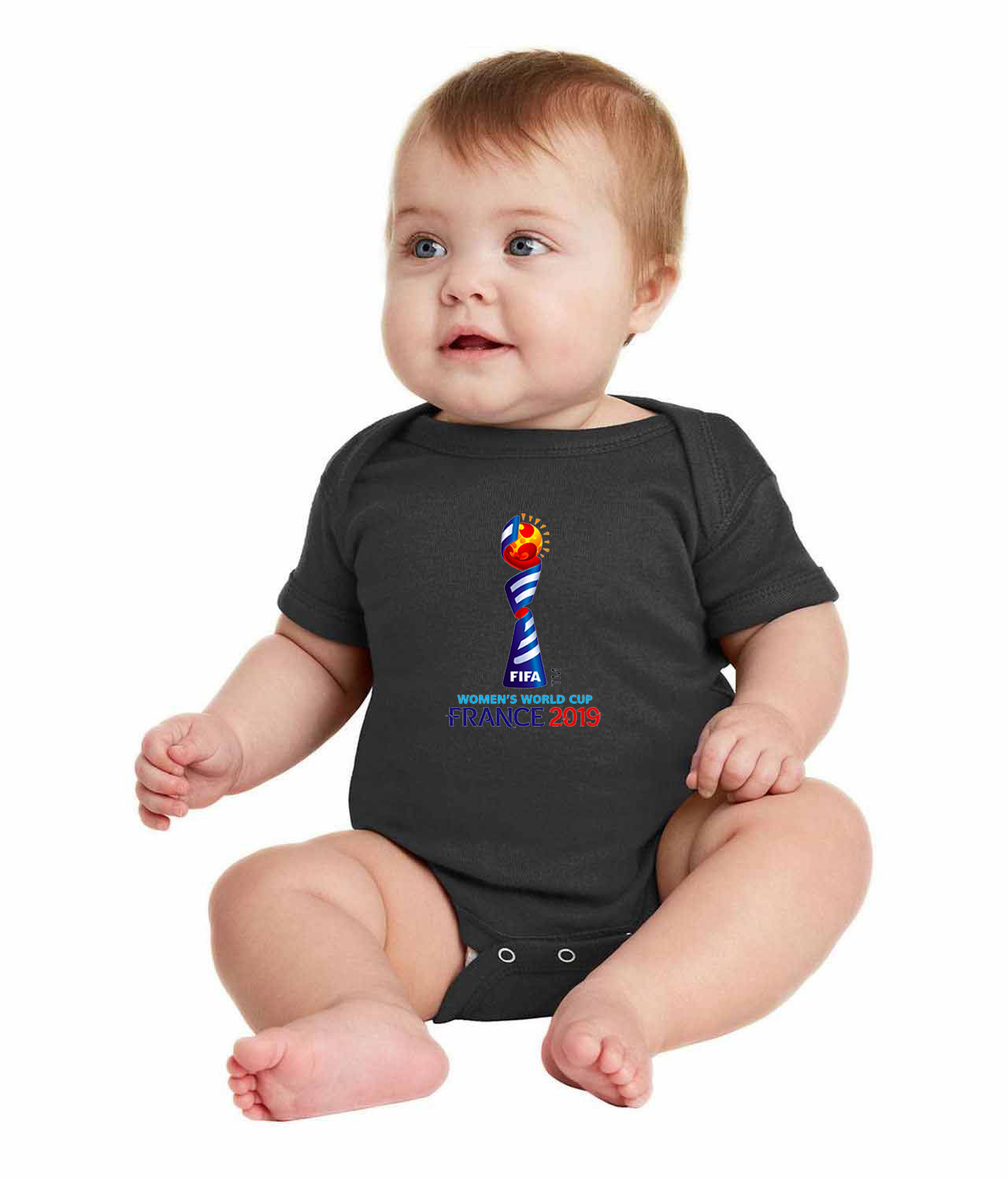 2019 FIFA Womens World Cup France Soccer Logo Symbol Emblem Customized Design on Infant Baby Rib Bodysuit