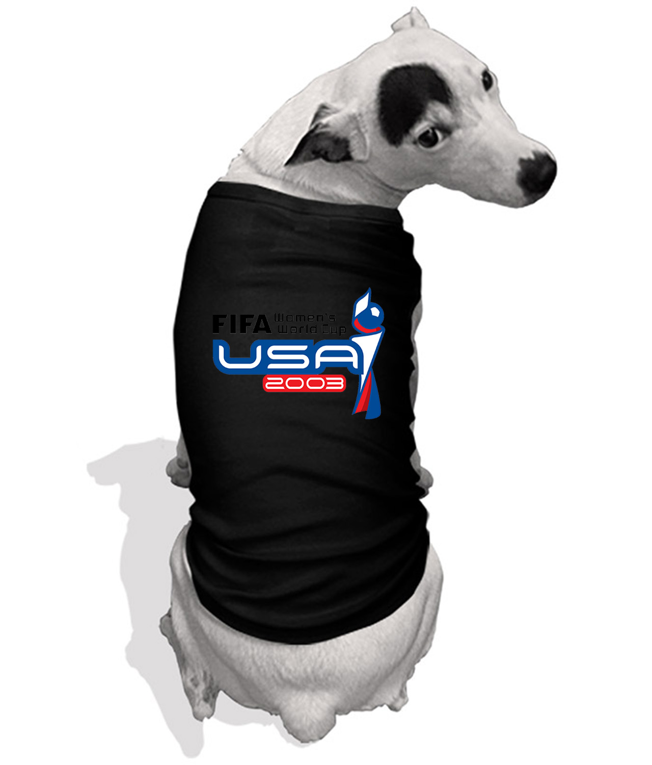 2003 FIFA Womens World Cup - USA Soccer Logo Symbol Emblem Customized Design on Doggie Puppy Dog Tank Tshirt