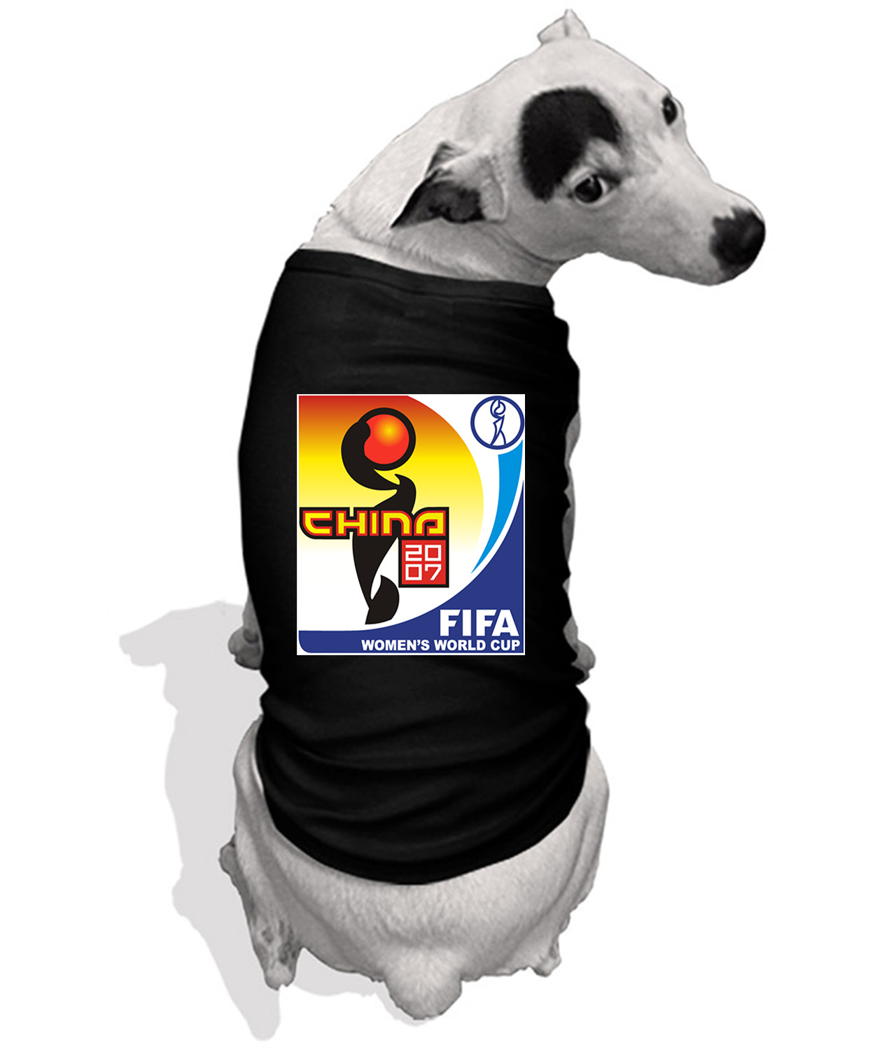 2007 FIFA Womens World Cup - China Soccer Logo Symbol Emblem Customized Design on Doggie Puppy Dog Tank Tshirt