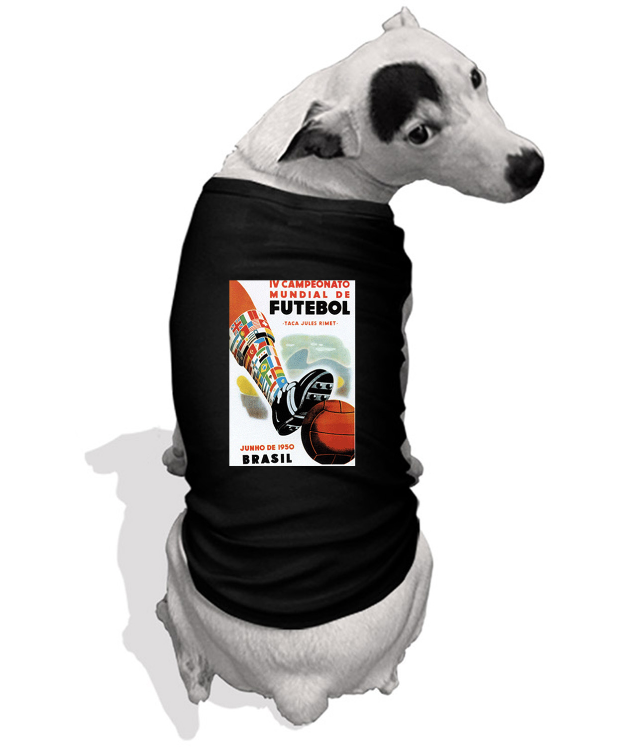 1950 FIFA World Cup Brazil Soccer Logo Symbol Emblem Customized Design on Doggie Puppy Dog Tank Tshirt