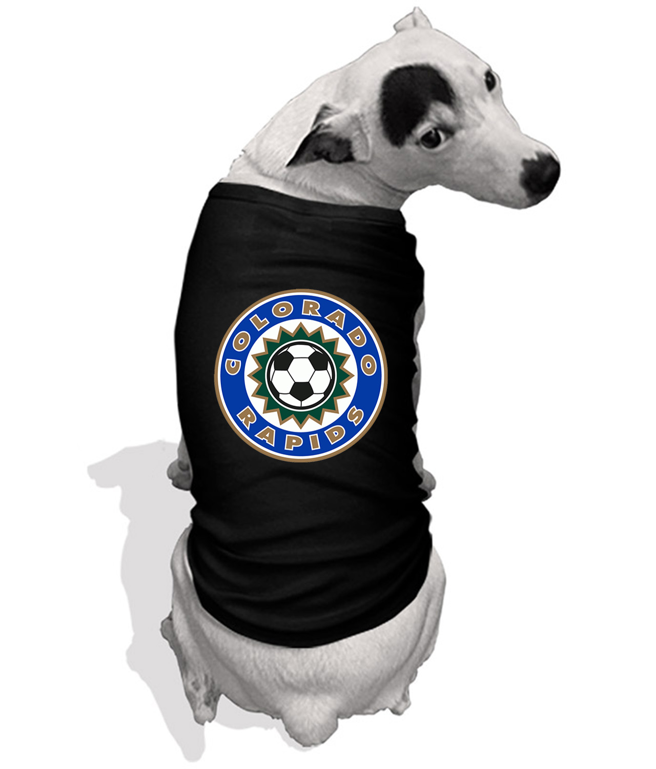 Colorado Rapids FC 1996 Soccer Logo Symbol Emblem Customized Design on Doggie Puppy Dog Tank Tshirt