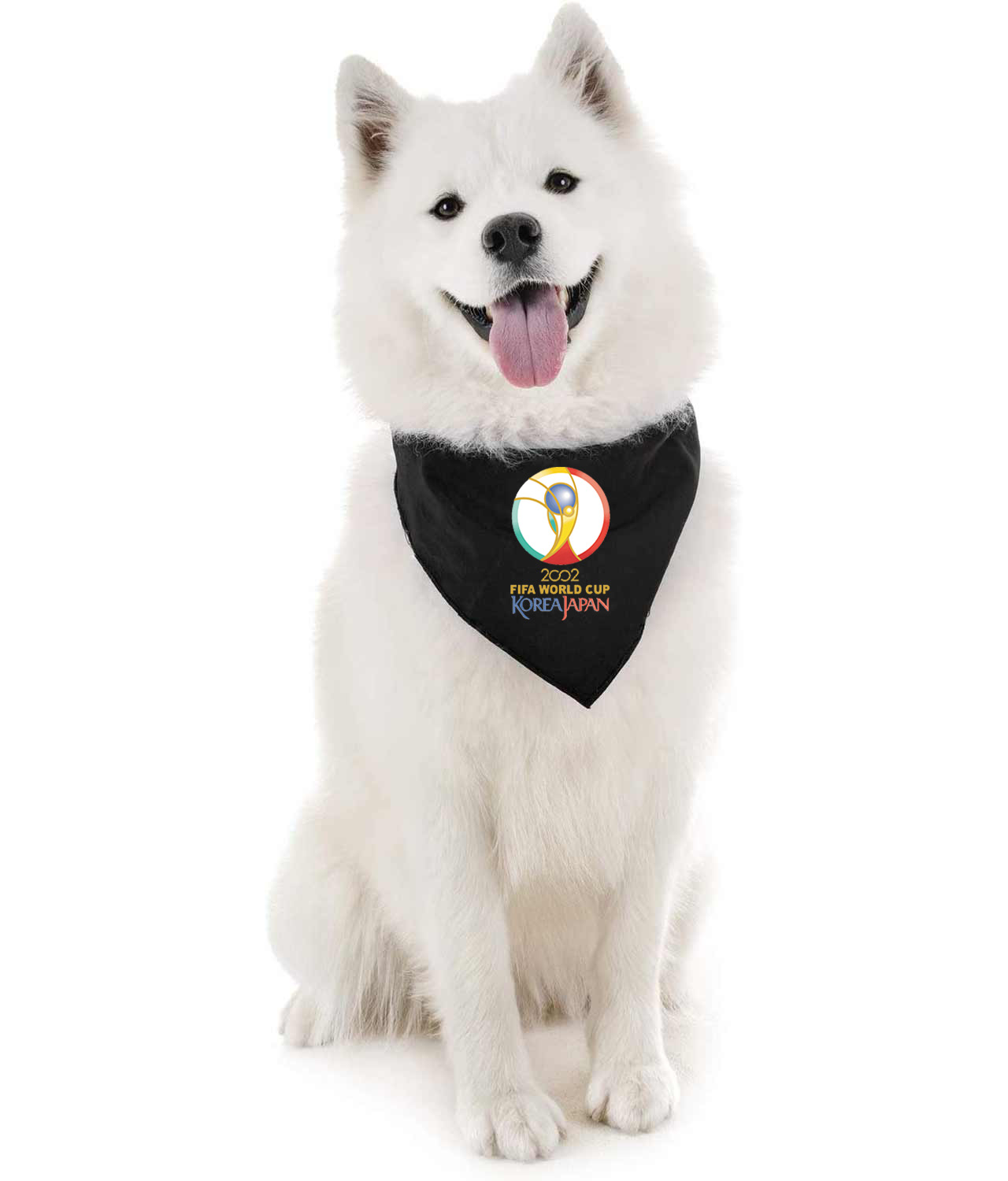 2002 FIFA World Cup Korea Japan Soccer Logo Symbol Emblem Customized Design on Doggie Puppy Dog Bandana