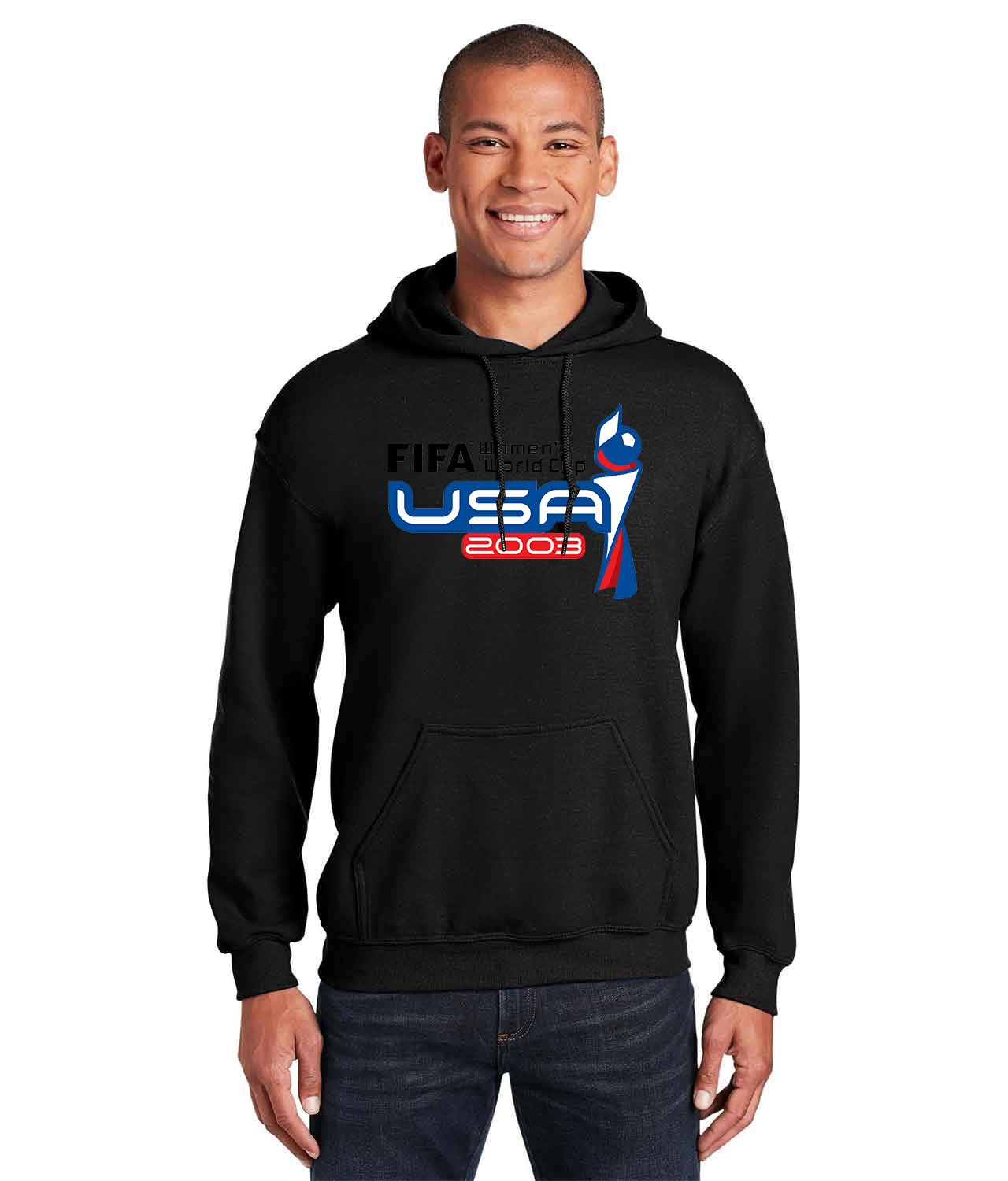 2003 FIFA Womens World Cup - USA Logo Symbol Emblem Customized Soccer Design on Unisex Hooded Sweatshirt