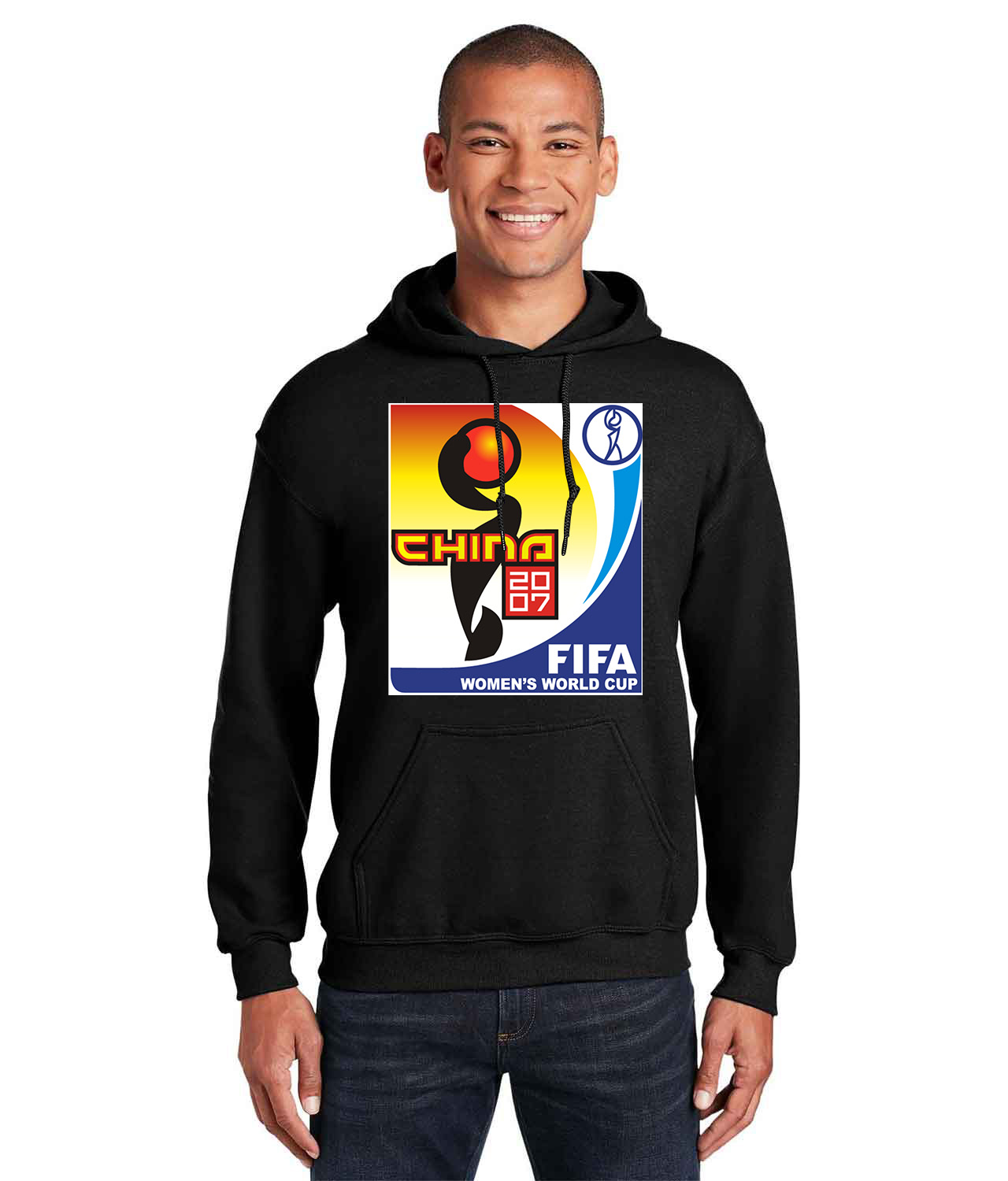 2007 FIFA Womens World Cup - China Logo Symbol Emblem Customized Soccer Design on Unisex Hooded Sweatshirt