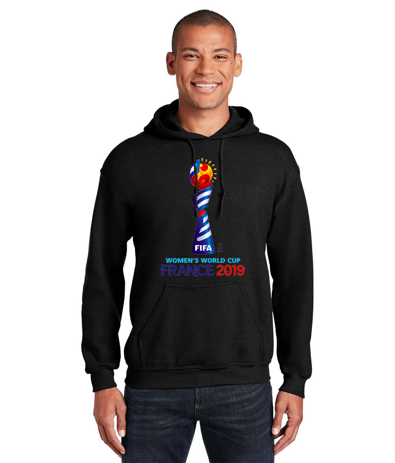 2019 FIFA Womens World Cup France Logo Symbol Emblem Customized Soccer Design on Unisex Hooded Sweatshirt