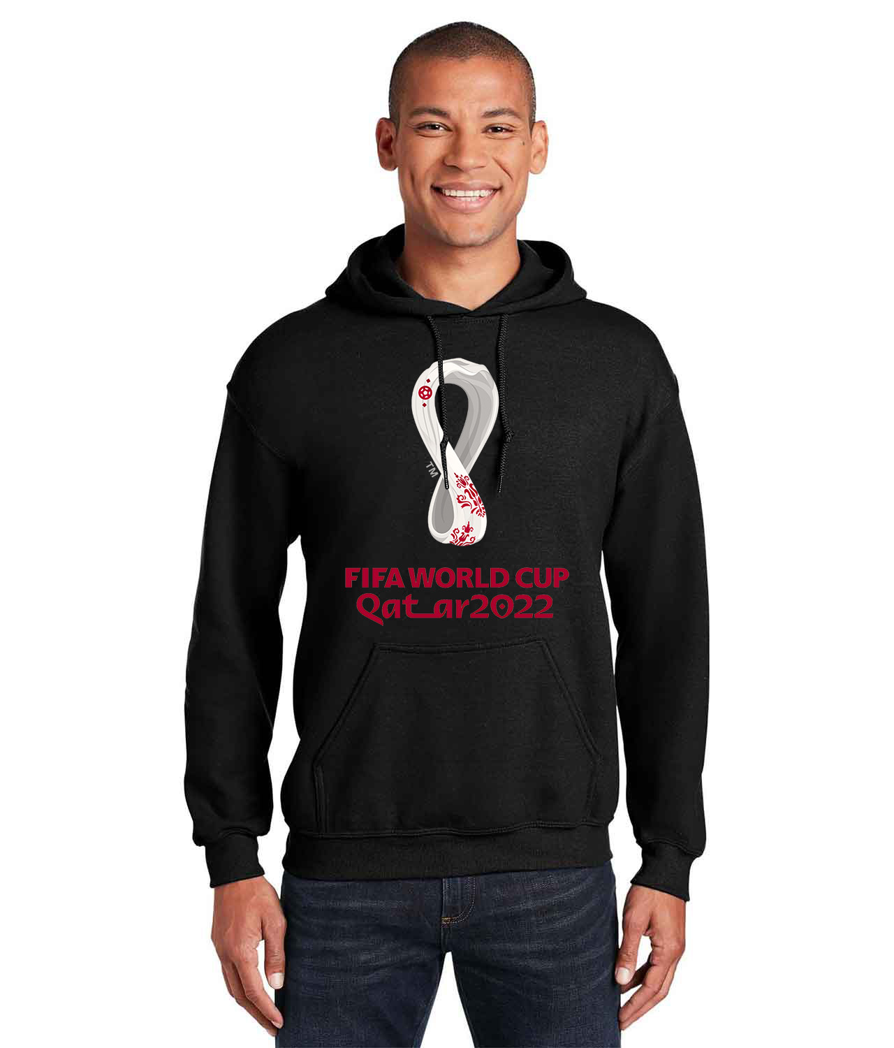 2022 FIFA World Cup Qatar Logo Symbol Emblem Customized Soccer Design on Unisex Hooded Sweatshirt