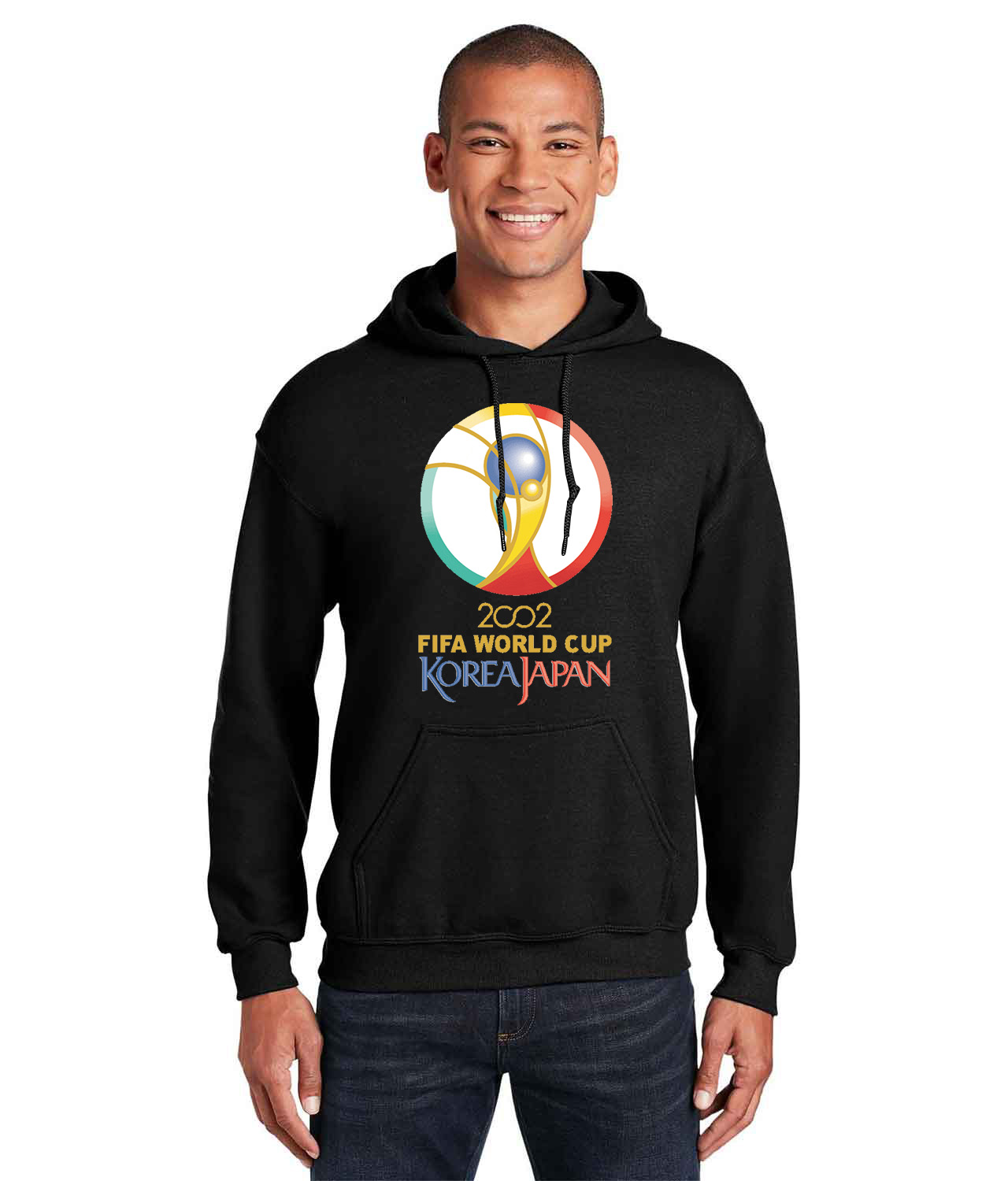 2002 FIFA World Cup Korea Japan Logo Symbol Emblem Customized Soccer Design on Unisex Hooded Sweatshirt