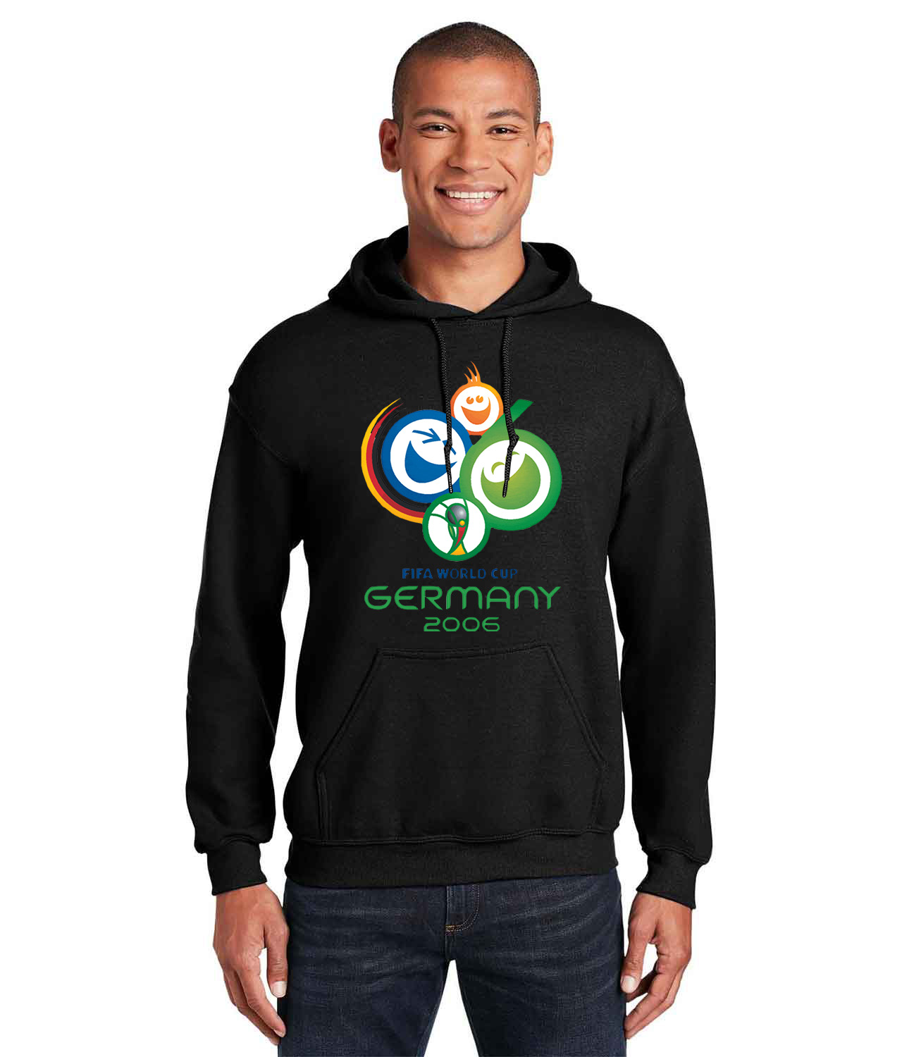 2006 FIFA World Cup Germany Logo Symbol Emblem Customized Soccer Design on Unisex Hooded Sweatshirt
