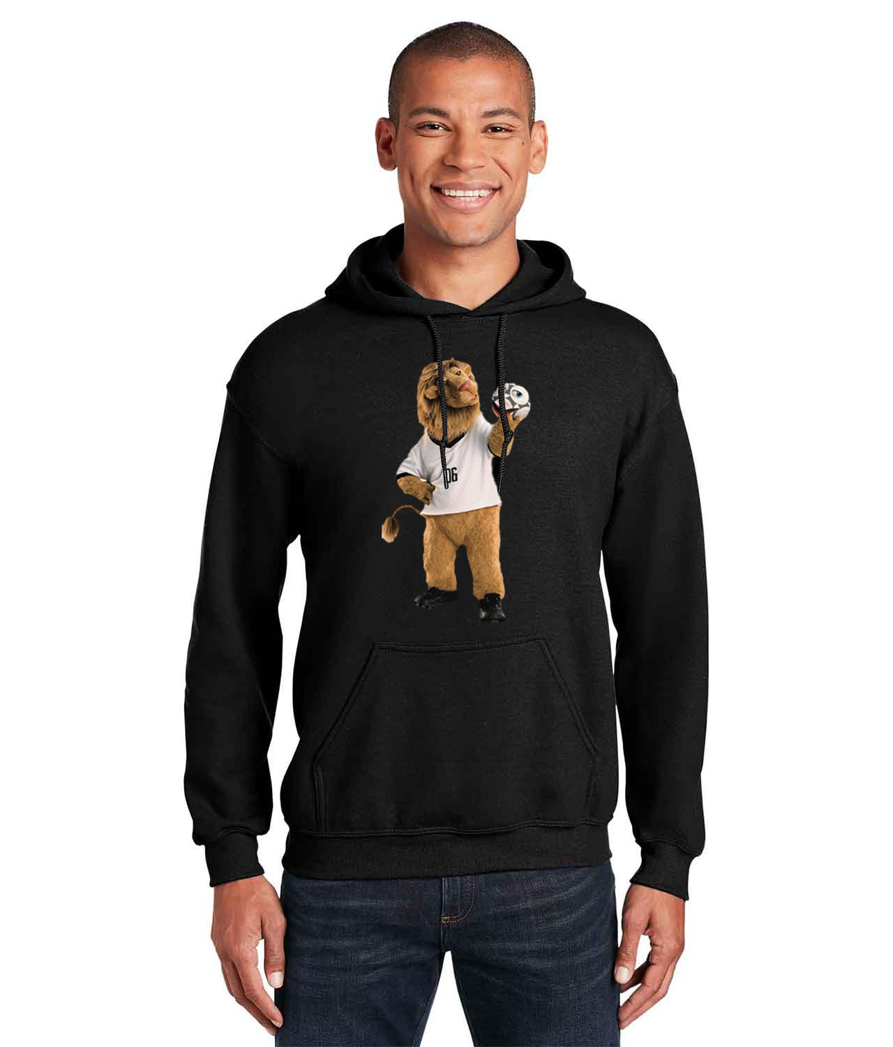 2006 FIFA World Cup Germany Mascots Goleo & Pille Logo Symbol Emblem Customized Soccer Design on Unisex Hooded Sweatshirt