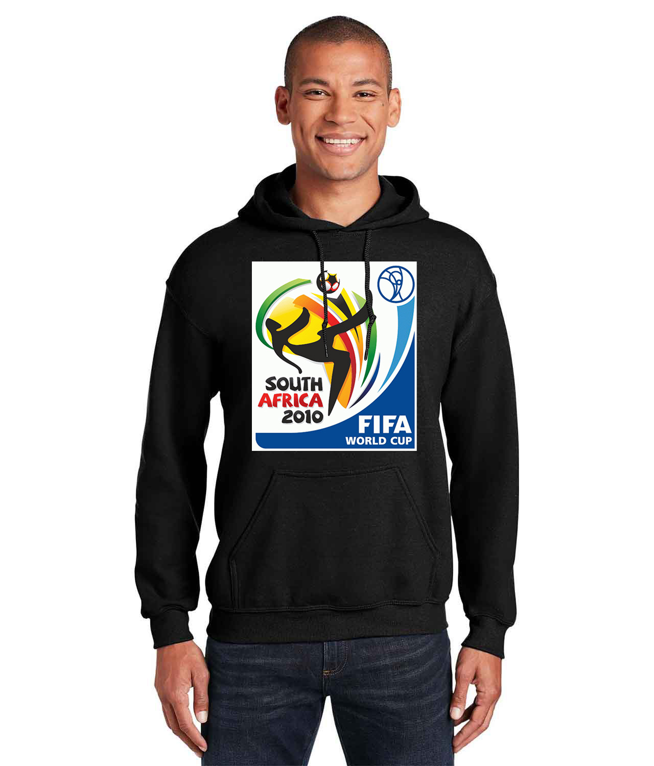 2010 FIFA World Cup South Africa Logo Symbol Emblem Customized Soccer Design on Unisex Hooded Sweatshirt