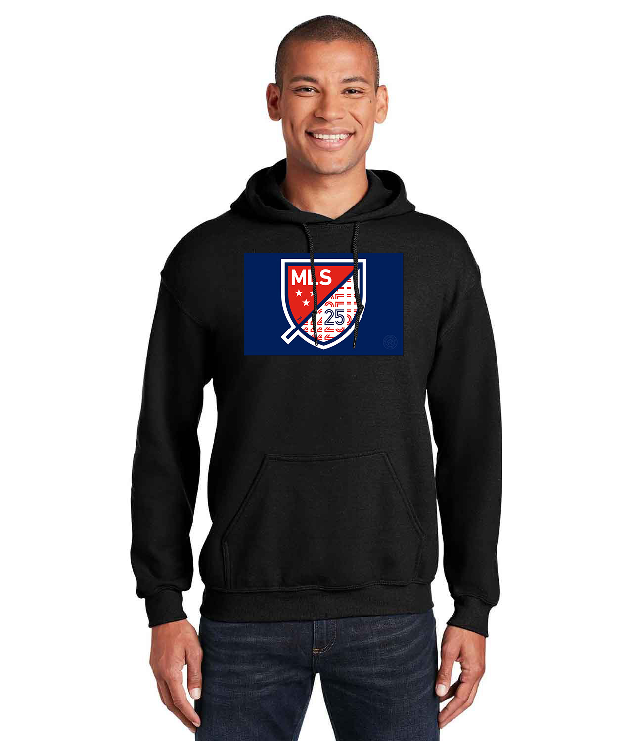 The Major League Soccer 25th Season Logo Symbol Emblem Customized Soccer Design on Unisex Hooded Sweatshirt