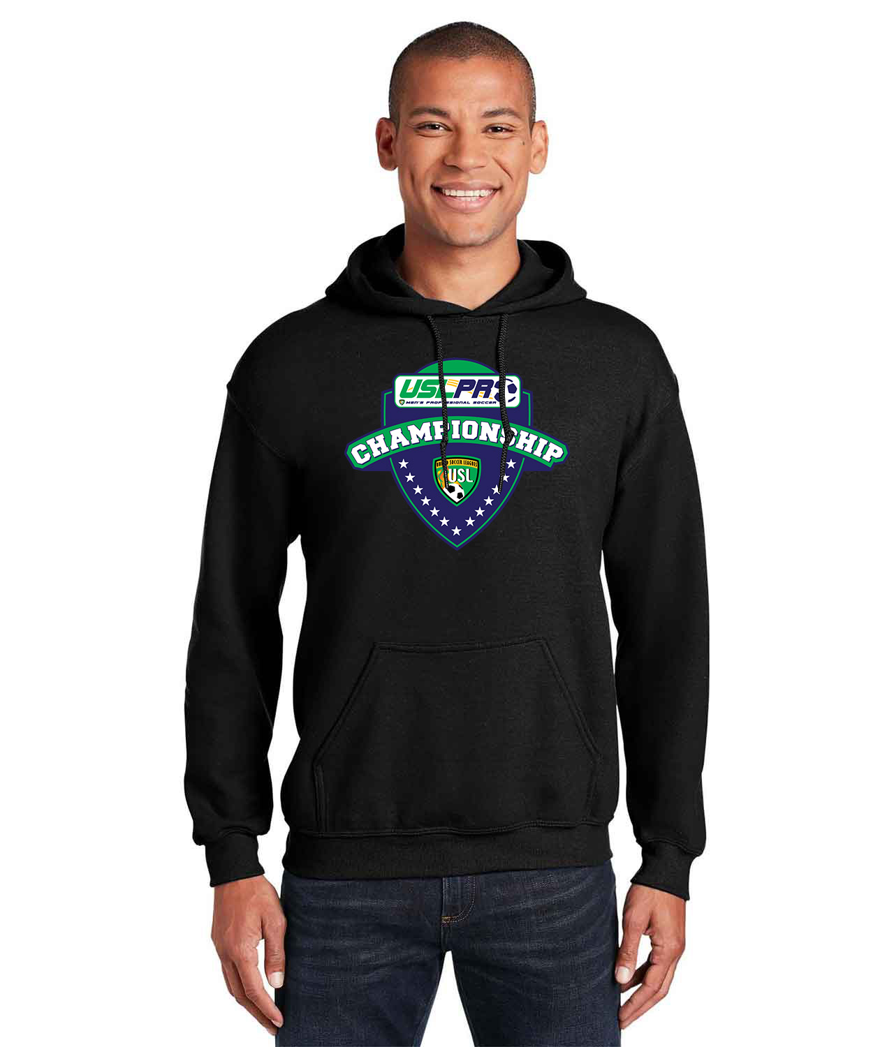 USL Championship 2013 Logo Symbol Emblem Customized Soccer Design on Unisex Hooded Sweatshirt
