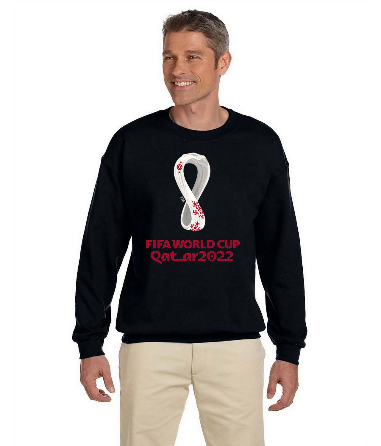 2022 FIFA World Cup Qatar Soccer Logo Symbol Emblem Customized Design on Unisex Crewneck Sweatshirt