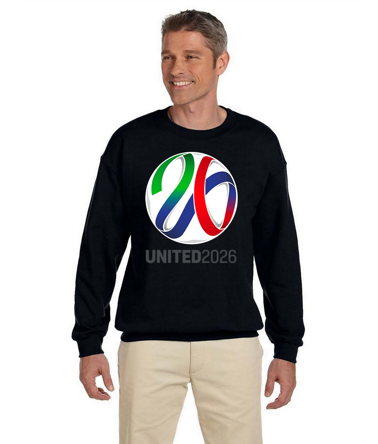 2026 FIFA World Cup Canada-Mexico-USA Soccer Logo Symbol Emblem Customized Design on Unisex Crewneck Sweatshirt