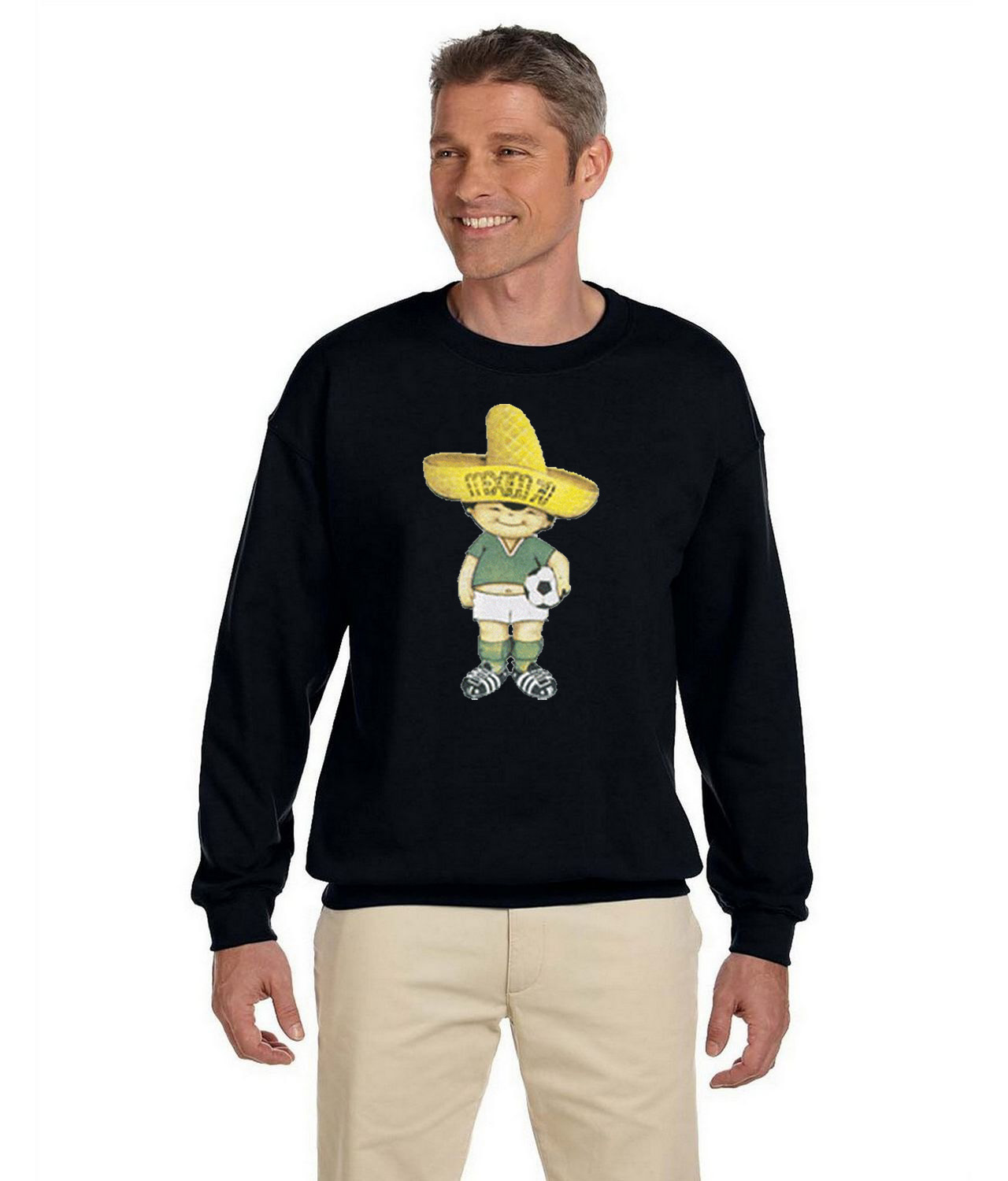 1970 FIFA World Cup Mexico Mascot Juanito Soccer Logo Symbol Emblem Customized Design on Unisex Crewneck Sweatshirt