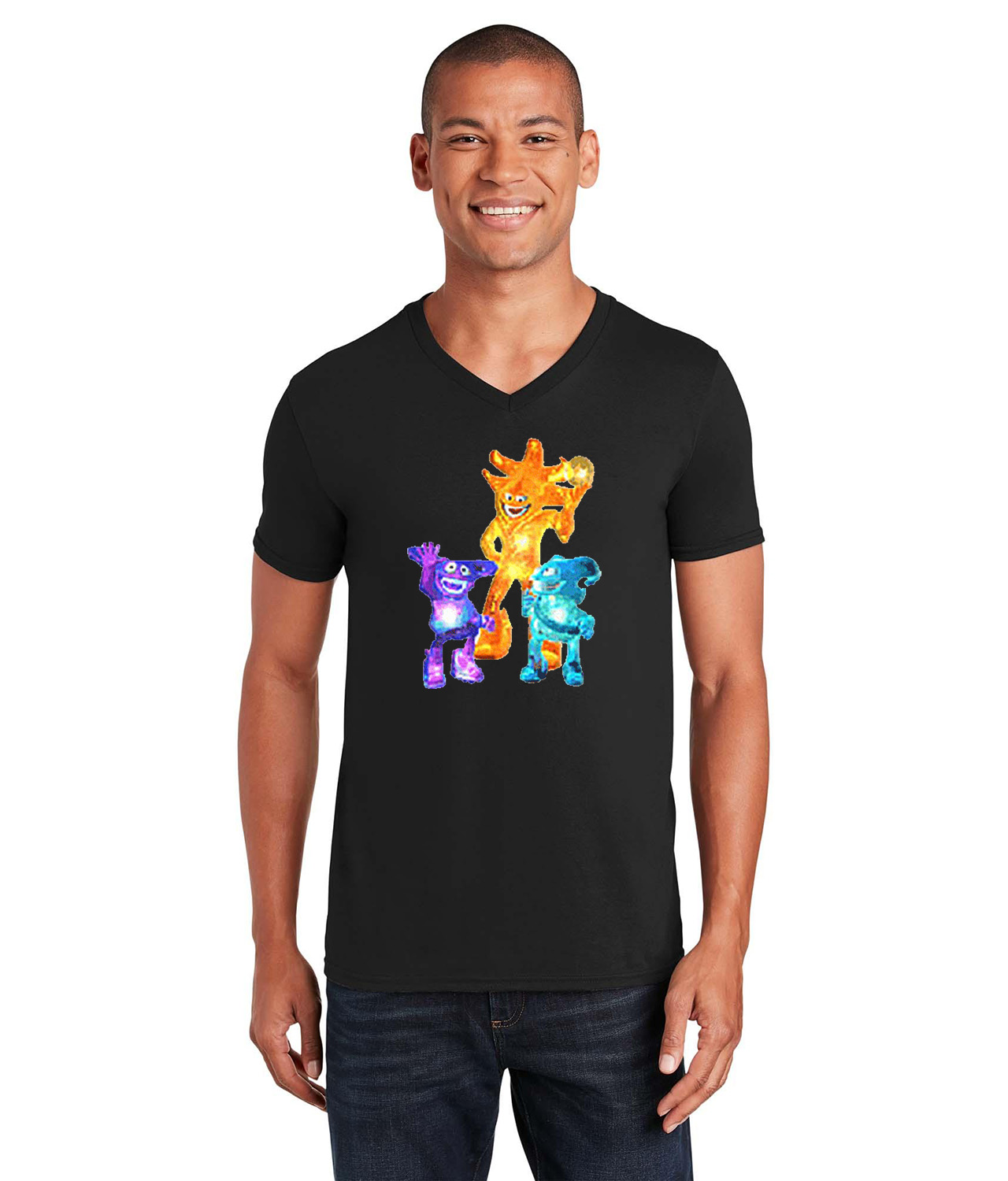 2002 FIFA World Cup Korea Japan Mascot Ato-Kaz-Nik Soccer Logo Symbol Emblem Customized Design on Unisex V-Neck T-Shirt Tee