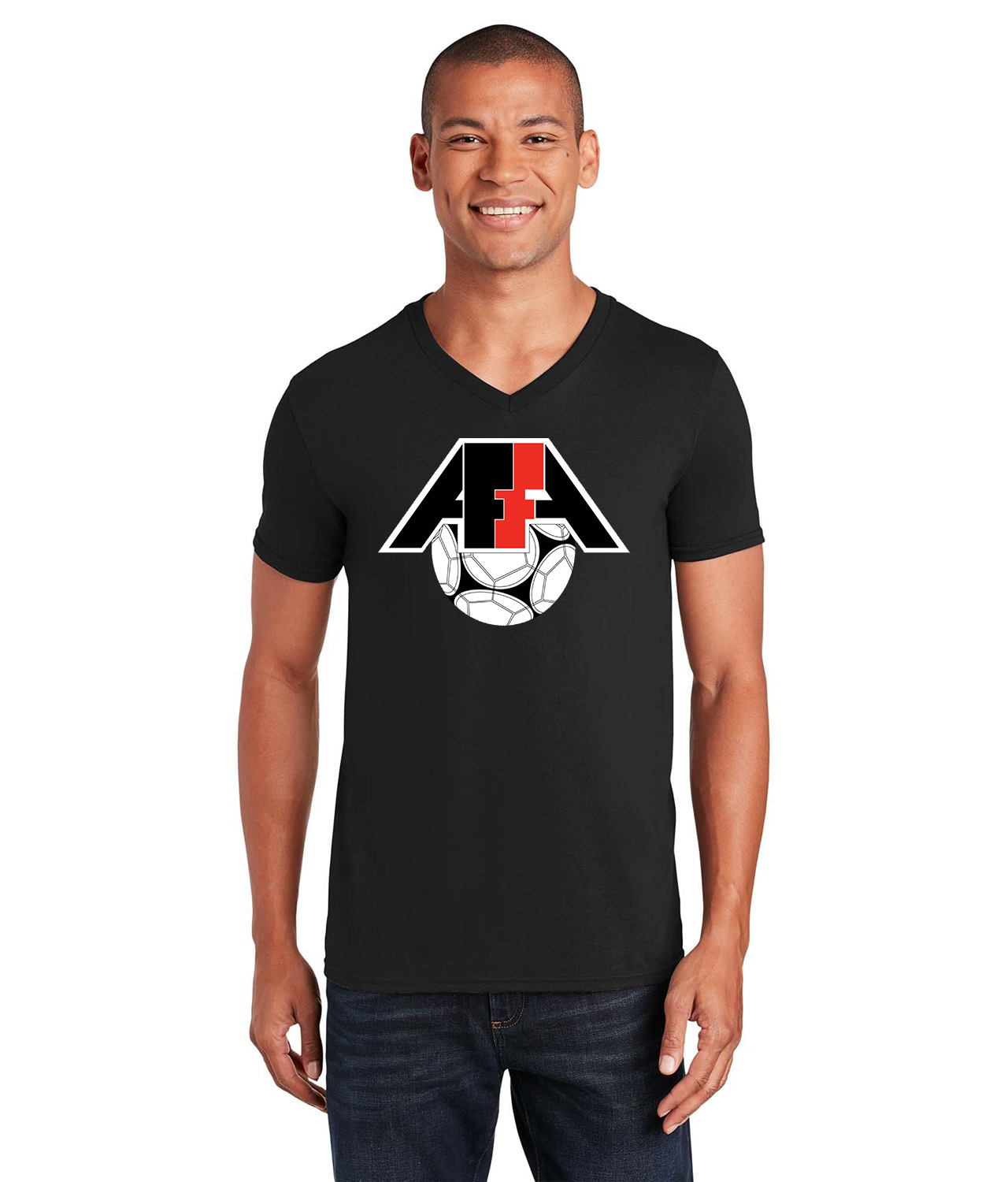 UEFA Azerbaijan AFFA 1992 Soccer Logo Symbol Emblem Customized Design on Unisex V-Neck T-Shirt Tee