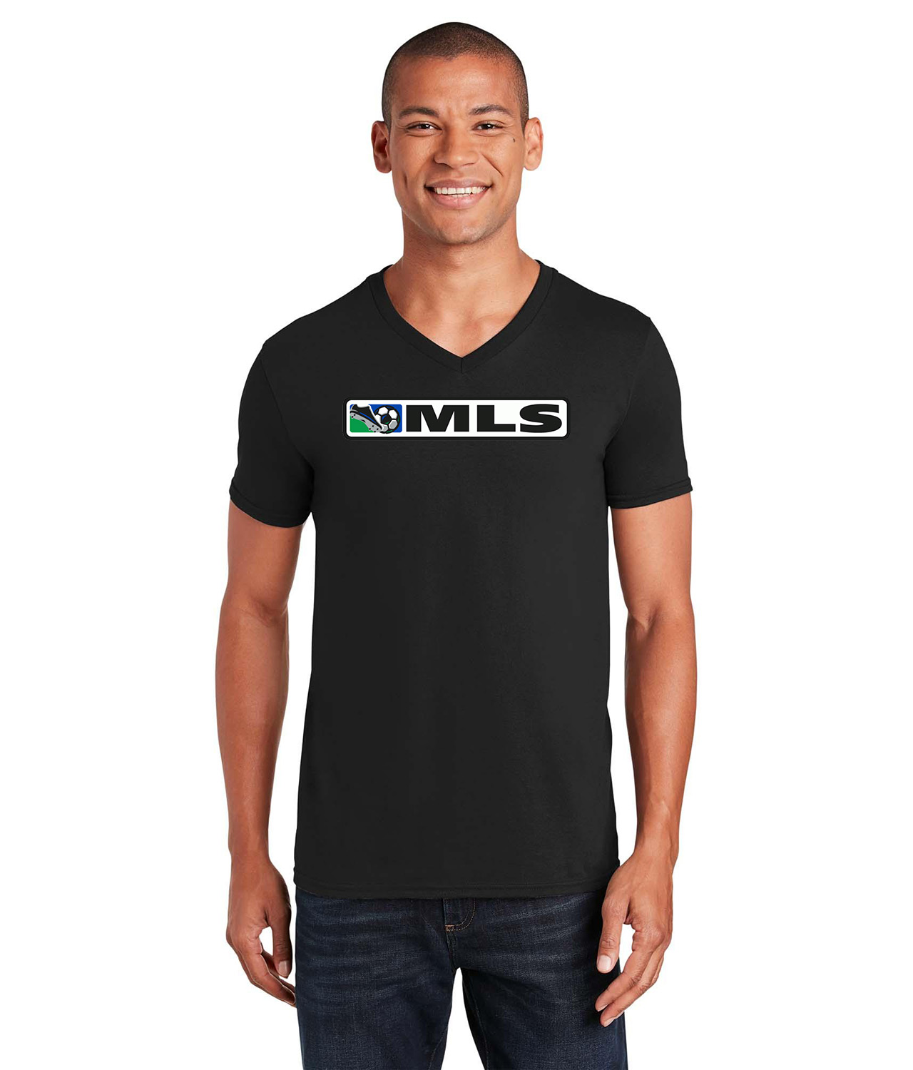 Major League Soccer 2000-2014 Logo Emblem Customized Design on Unisex V-Neck T-Shirt Tee
