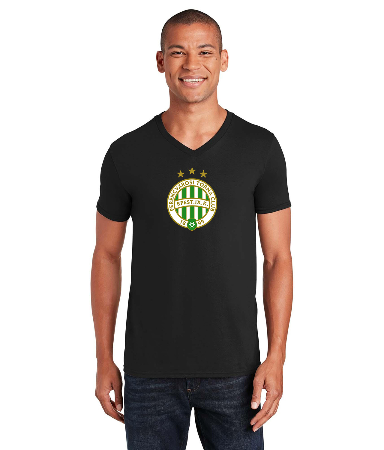 Ferencvarosi TC Soccer Logo Symbol Emblem Customized Design on Unisex V-Neck T-Shirt Tee