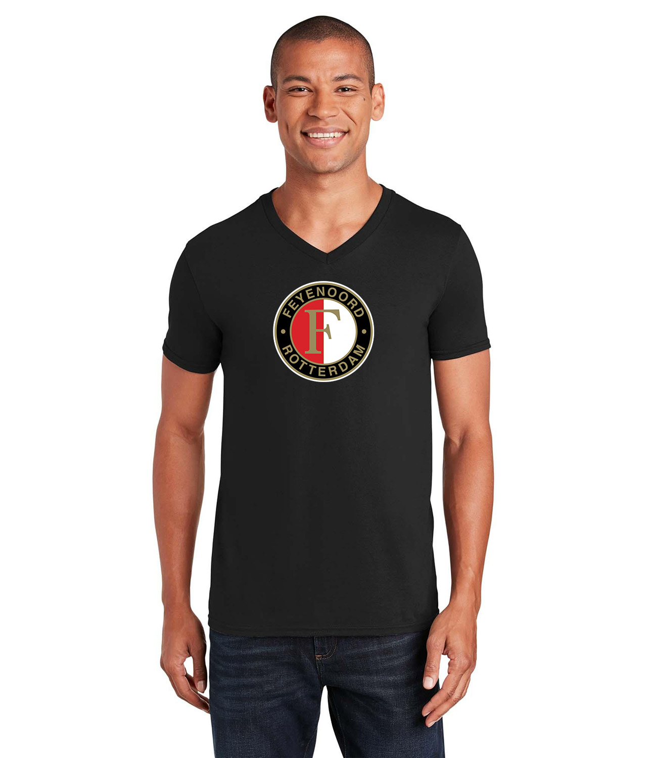 SC Feyenoord Soccer Logo Symbol Emblem Customized Design on Unisex V-Neck T-Shirt Tee