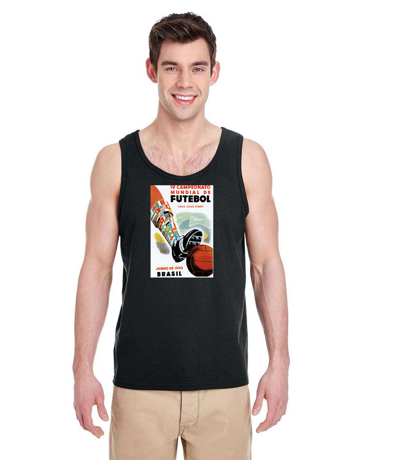 1950 FIFA World Cup Brazil Soccer Logo Symbol Emblem Customized Design on Unisex Tank Top