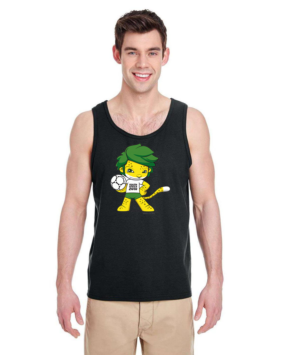 2010 FIFA World Cup South Africa Mascot Zakumi Soccer Logo Symbol Emblem Customized Design on Unisex Tank Top