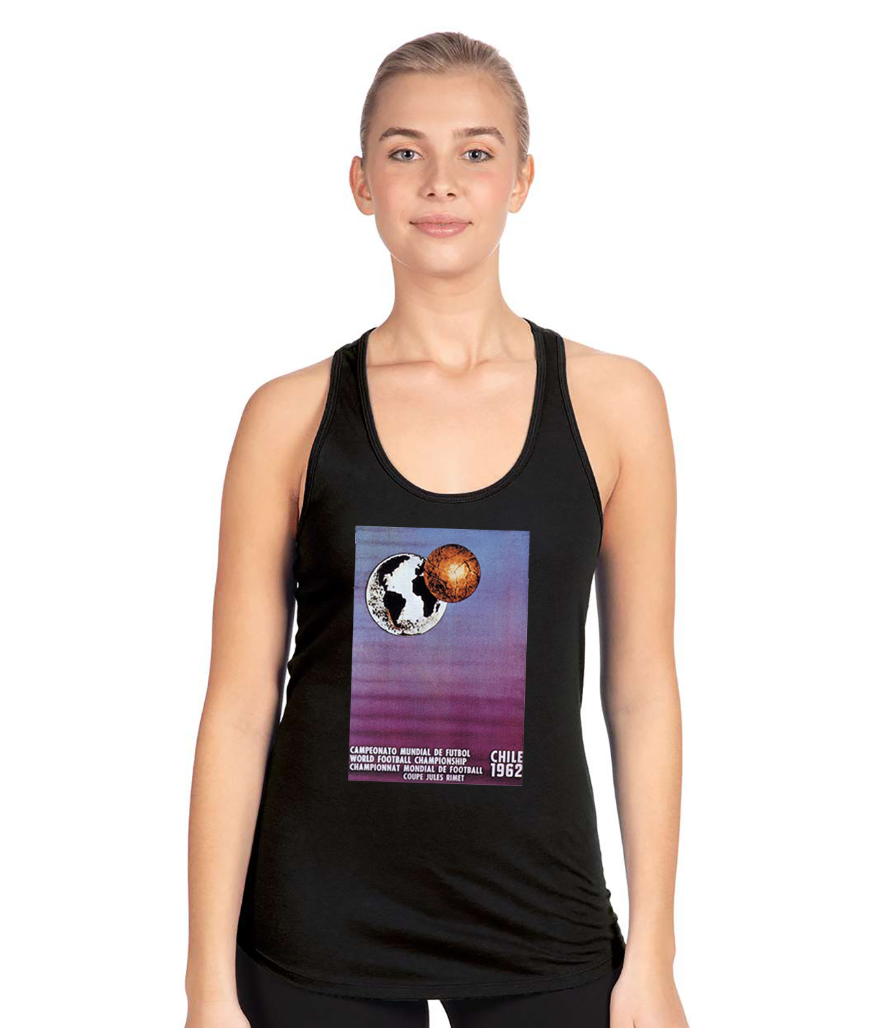 1962 FIFA World Cup Chile Soccer Logo Symbol Emblem Customized Design on Women's Racerback Tank Top