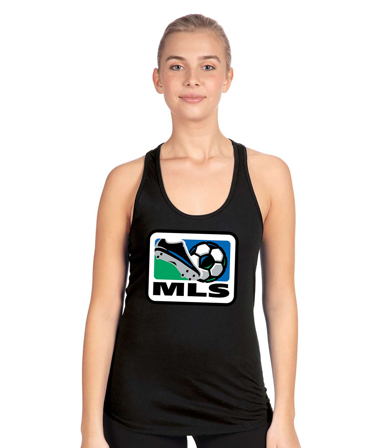 Major League Soccer MLS 2000 Logo Symbol Emblem Customized Design on Women's Racerback Tank Top