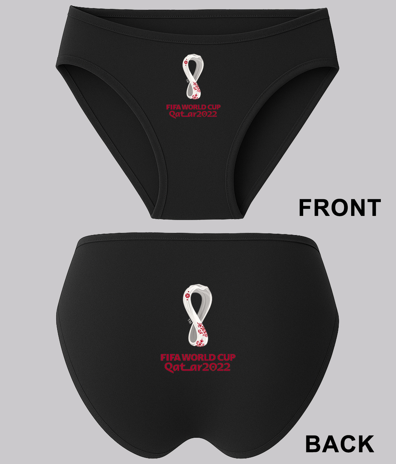 2022 FIFA World Cup Qatar Soccer Logo Symbol Emblem Customized Design on Women's Bikini Brief Underwear