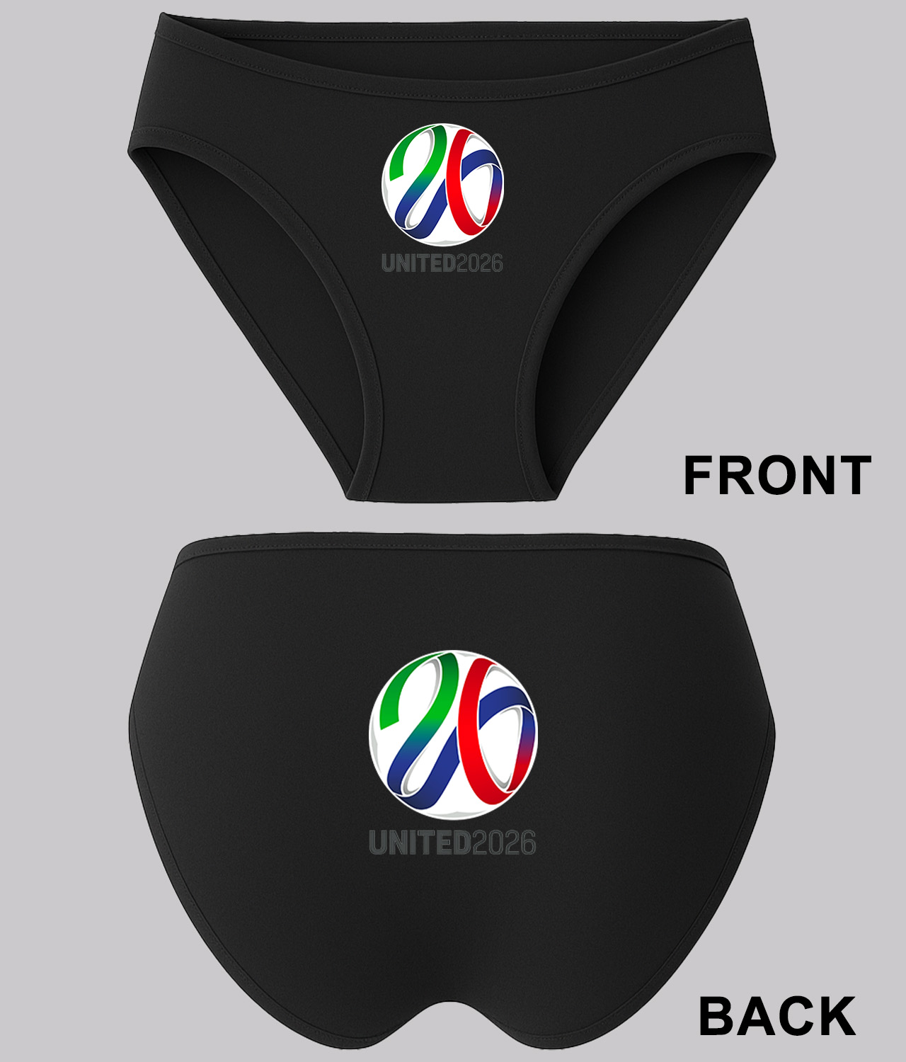 2026 FIFA World Cup Canada-Mexico-USA Soccer Logo Symbol Emblem Customized Design on Women's Bikini Brief Underwear