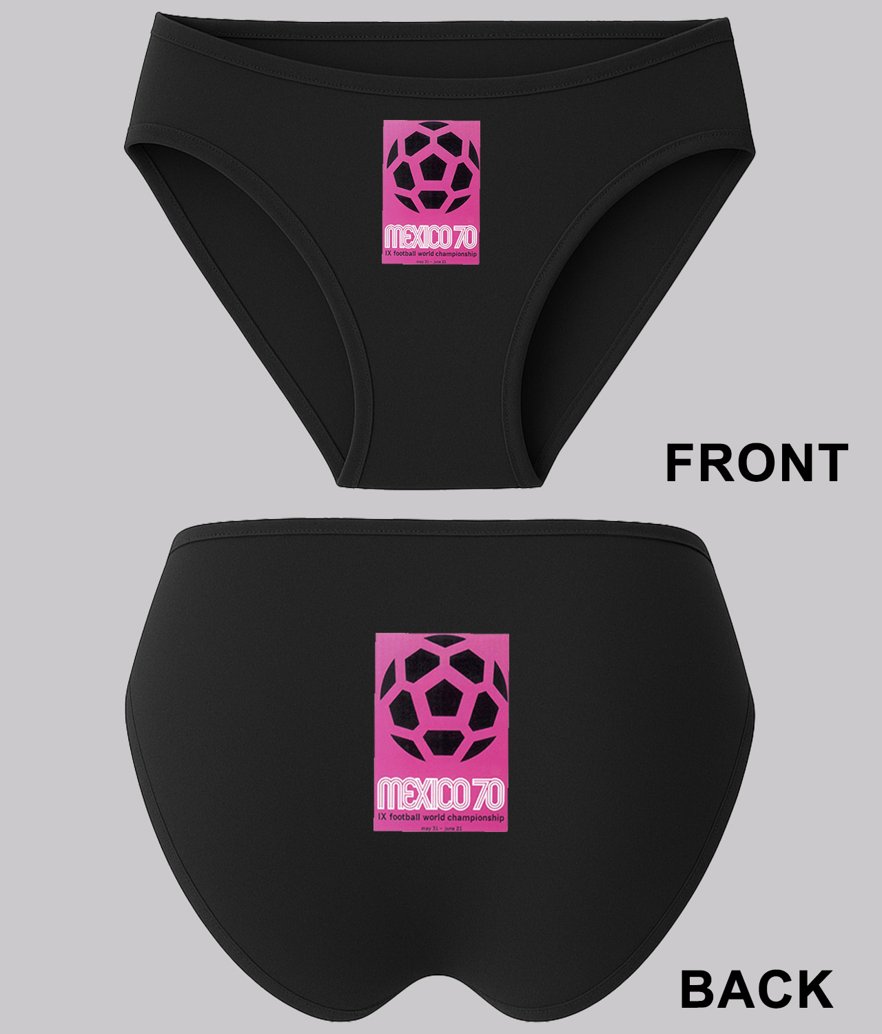 1970 FIFA World Cup Mexico Soccer Logo Symbol Emblem Customized Design on Women's Bikini Brief Underwear