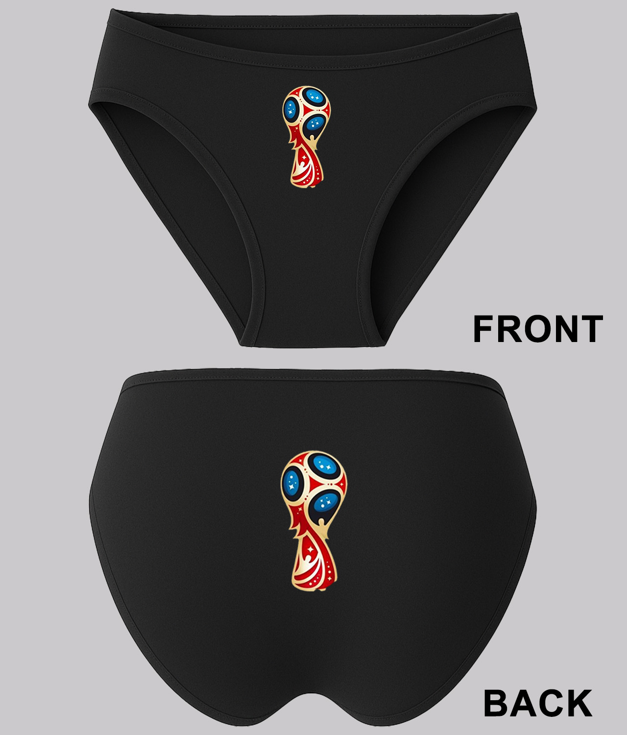 2018 FIFA World Cup Russia Soccer Logo Symbol Emblem Customized Design on Women's Bikini Brief Underwear