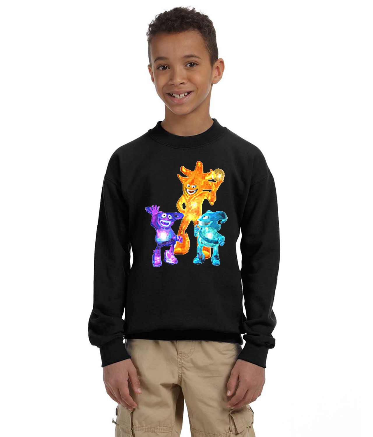 2002 FIFA World Cup Korea Japan Mascot Ato-Kaz-Nik Soccer Logo Symbol Emblem Customized Design on Youth Crewneck Sweatshirt