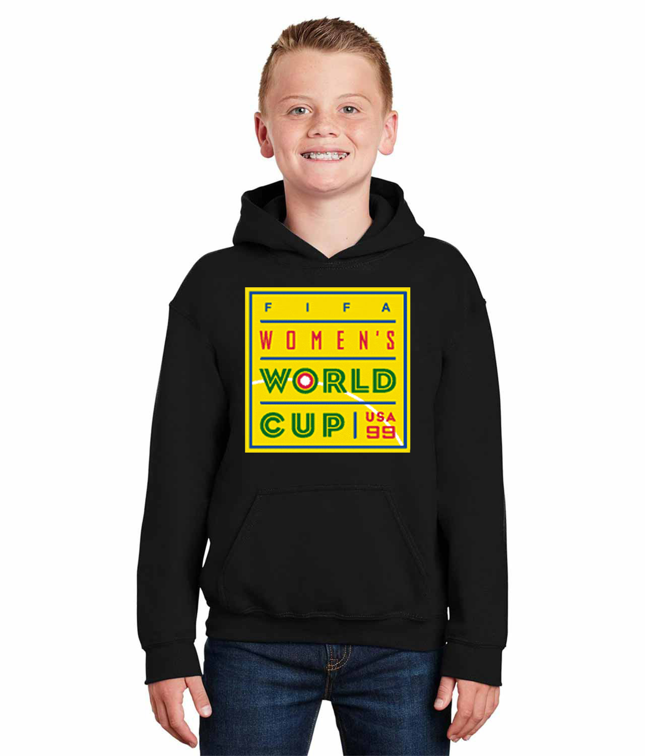1999 Womens World Cup FIFA - USA Soccer Logo Symbol Emblem Customized Design on Youth Hoodie