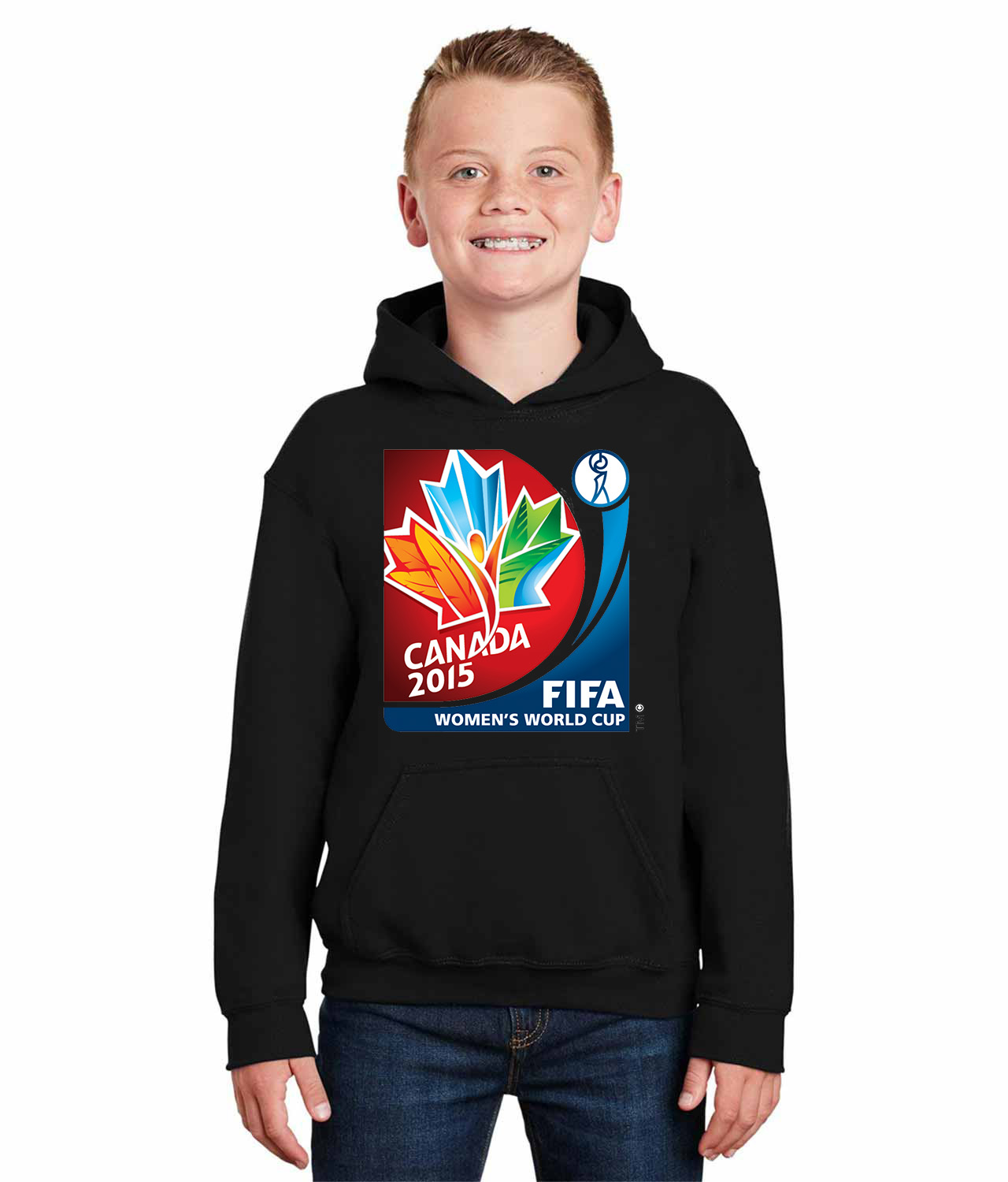 2015 FIFA Womens World Cup - Canada Soccer Logo Symbol Emblem Customized Design on Youth Hoodie