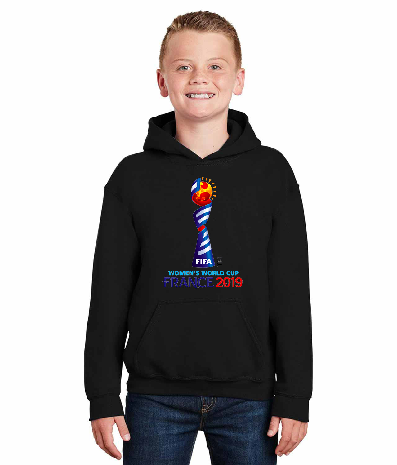 2019 FIFA Womens World Cup France Soccer Logo Symbol Emblem Customized Design on Youth Hoodie