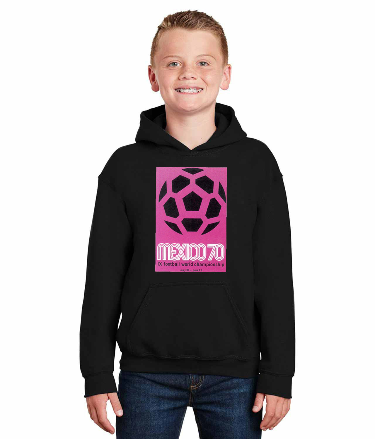 1970 FIFA World Cup Mexico Soccer Logo Symbol Emblem Customized Design on Youth Hoodie