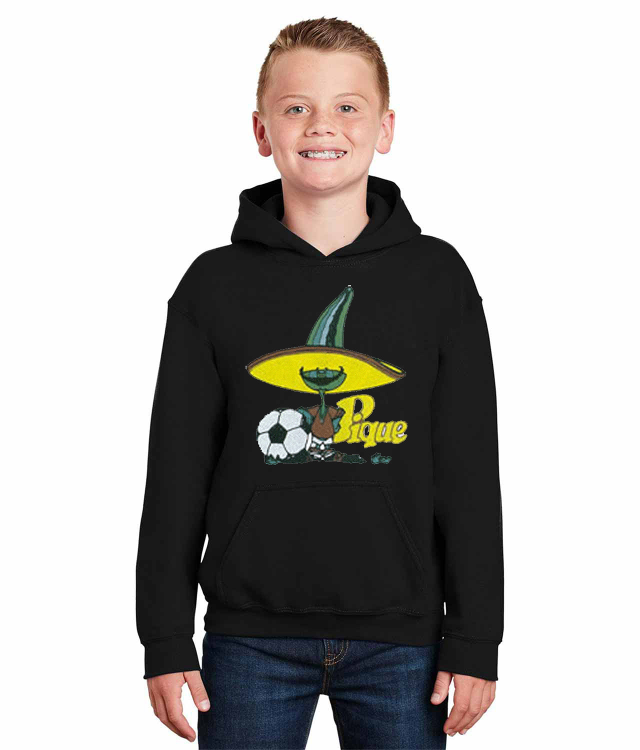 1986 FIFA World Cup Mexico Mascot Pique Soccer Logo Symbol Emblem Customized Design on Youth Hoodie