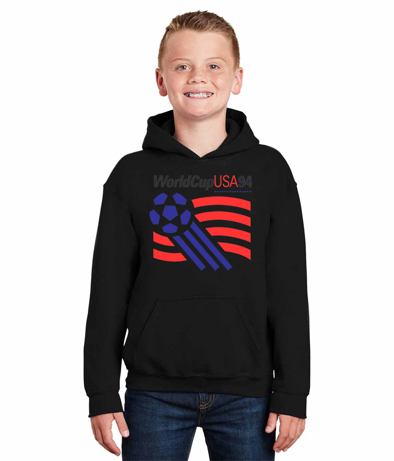 1994 FIFA World Cup USA Soccer Logo Symbol Emblem Customized Design on Youth Hoodie
