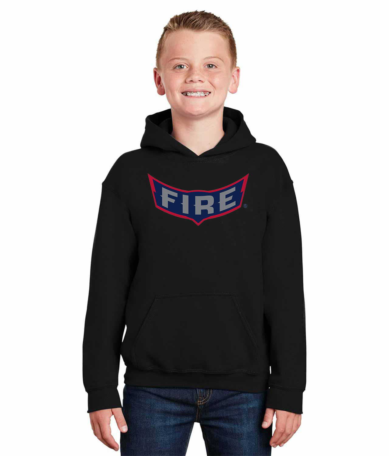 Chicago Fire FC 1998 Soccer Logo Symbol Emblem Customized Design on Youth Hoodie