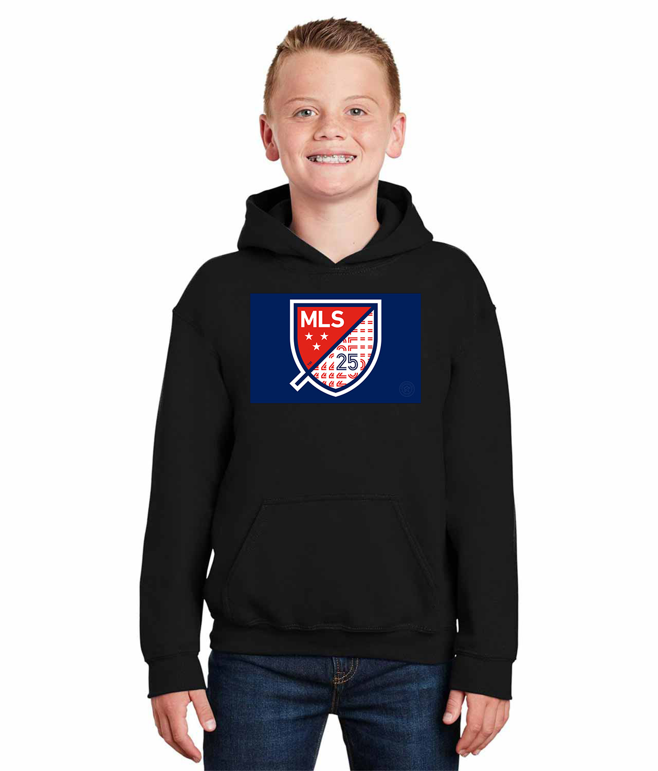 The Major League Soccer 25th Season Logo Emblem Customized Design on Youth Hoodie