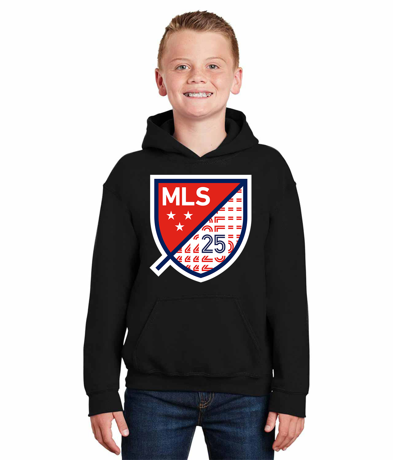The Major League Soccer 25th Season 2020 Logo Emblem Customized Design on Youth Hoodie