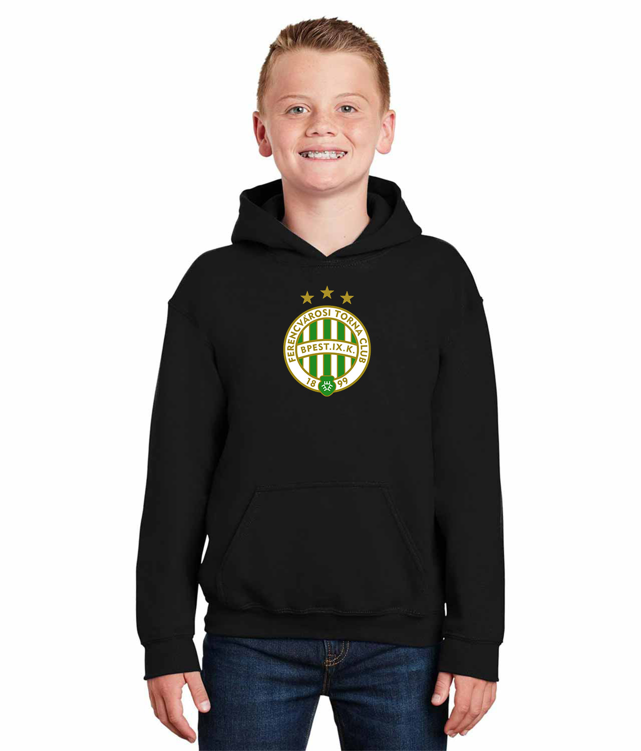Ferencvarosi TC Soccer Logo Symbol Emblem Customized Design on Youth Hoodie