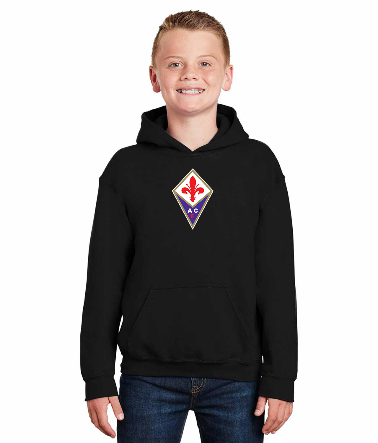 ACF Fiorentina Soccer Logo Symbol Emblem Customized Design on Youth Hoodie