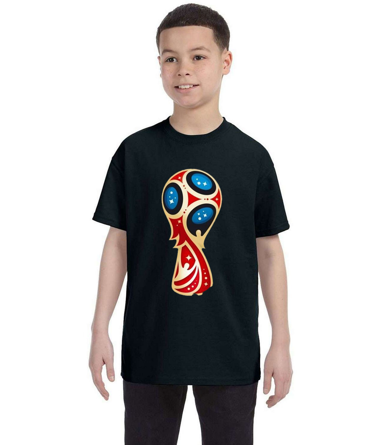 2018 FIFA World Cup Russia Soccer Logo Symbol Emblem Customized Design on Youth T-Shirt Tee
