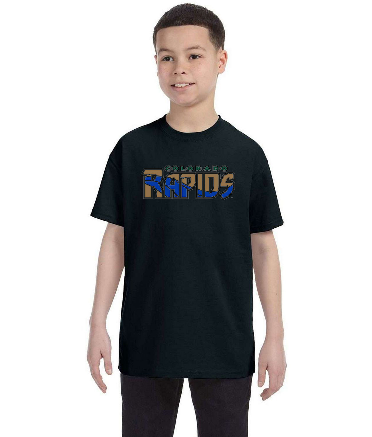 Colorado Rapids FC 1996 Soccer Logo Symbol Emblem Customized Design on Youth T-Shirt Tee
