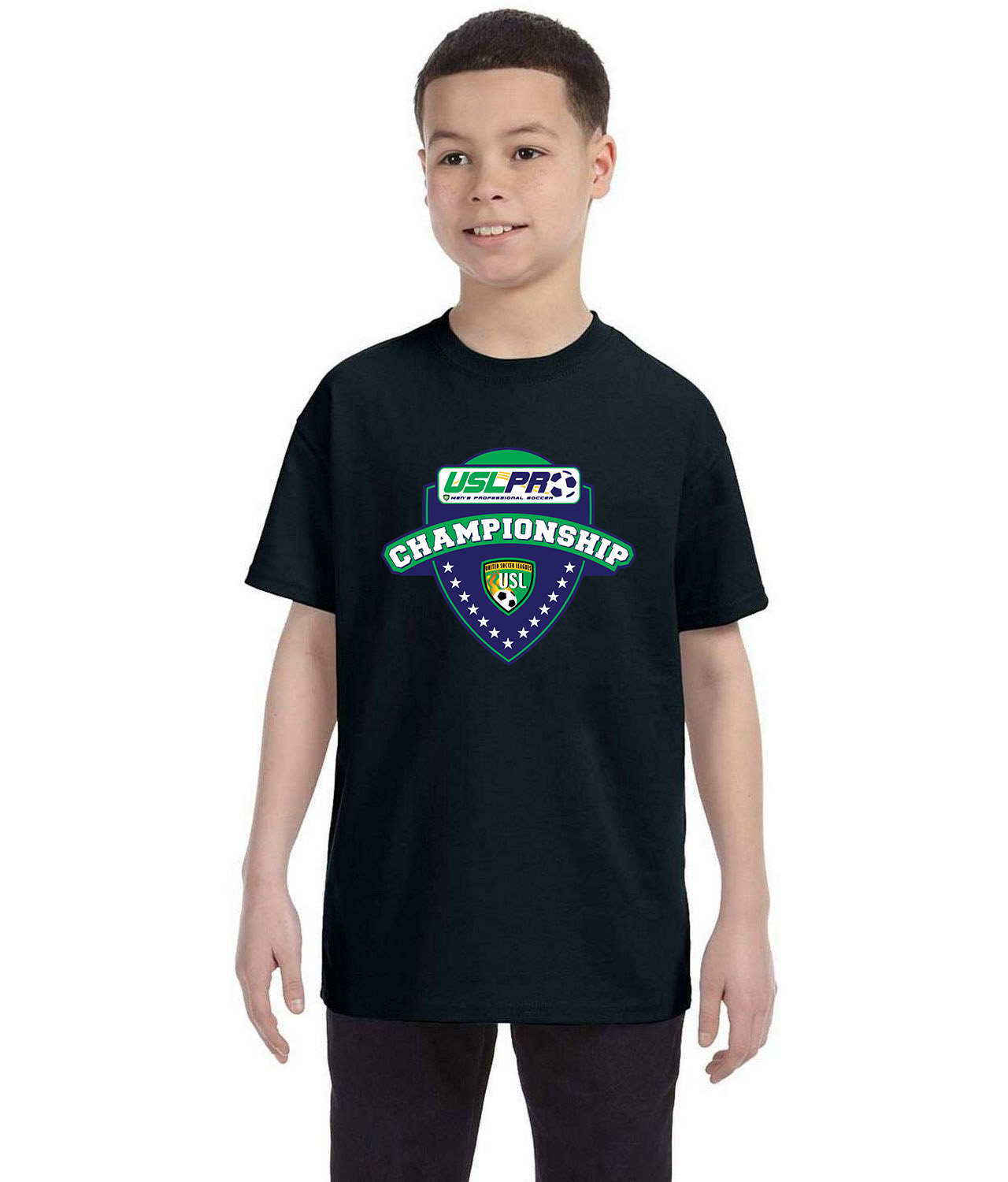 USL Championship 2013 Soccer Logo Symbol Emblem Customized Design on Youth T-Shirt Tee