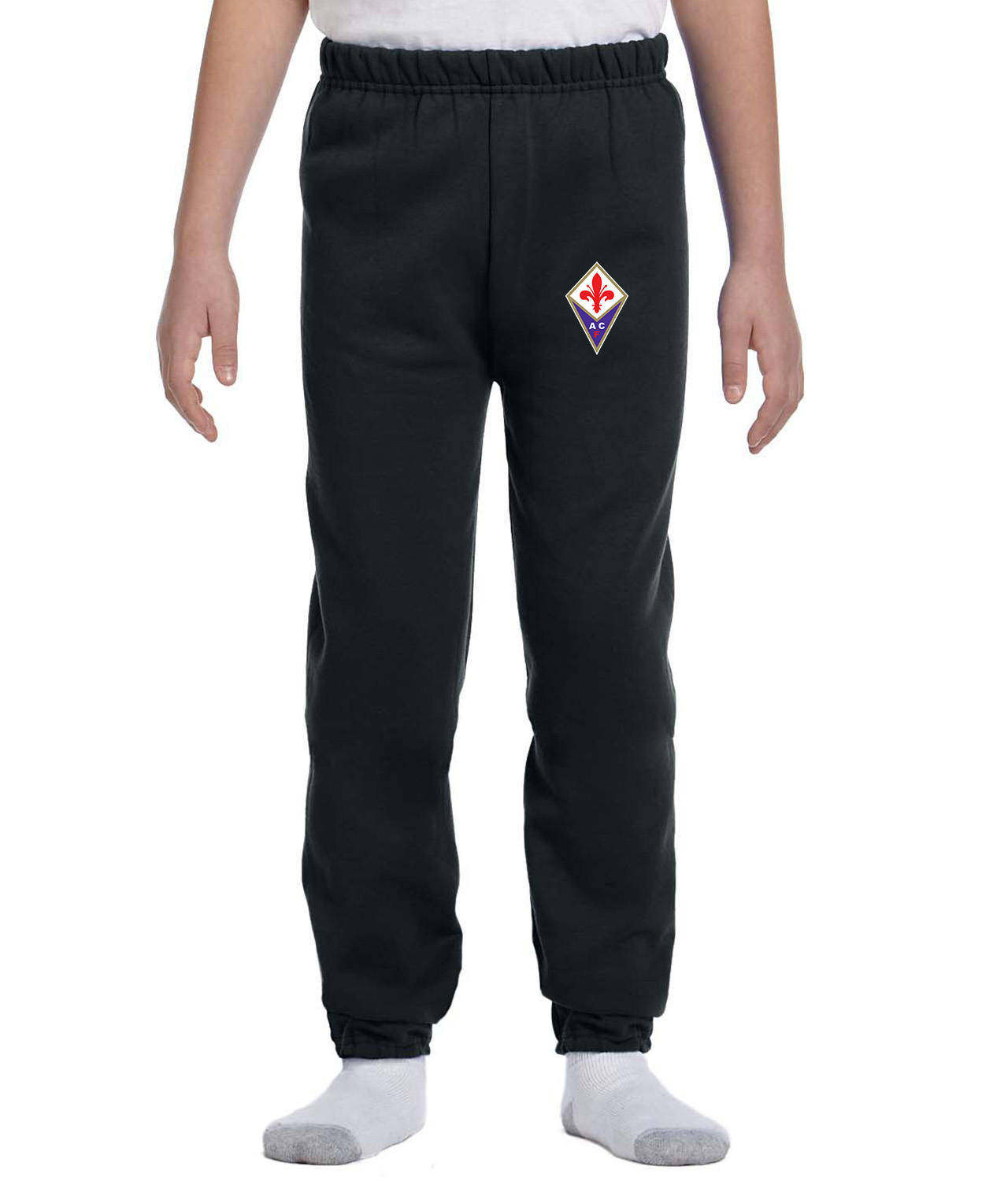 ACF Fiorentina Soccer Logo Symbol Emblem Customized Design on Youth Closed-Bottom Sweatpants