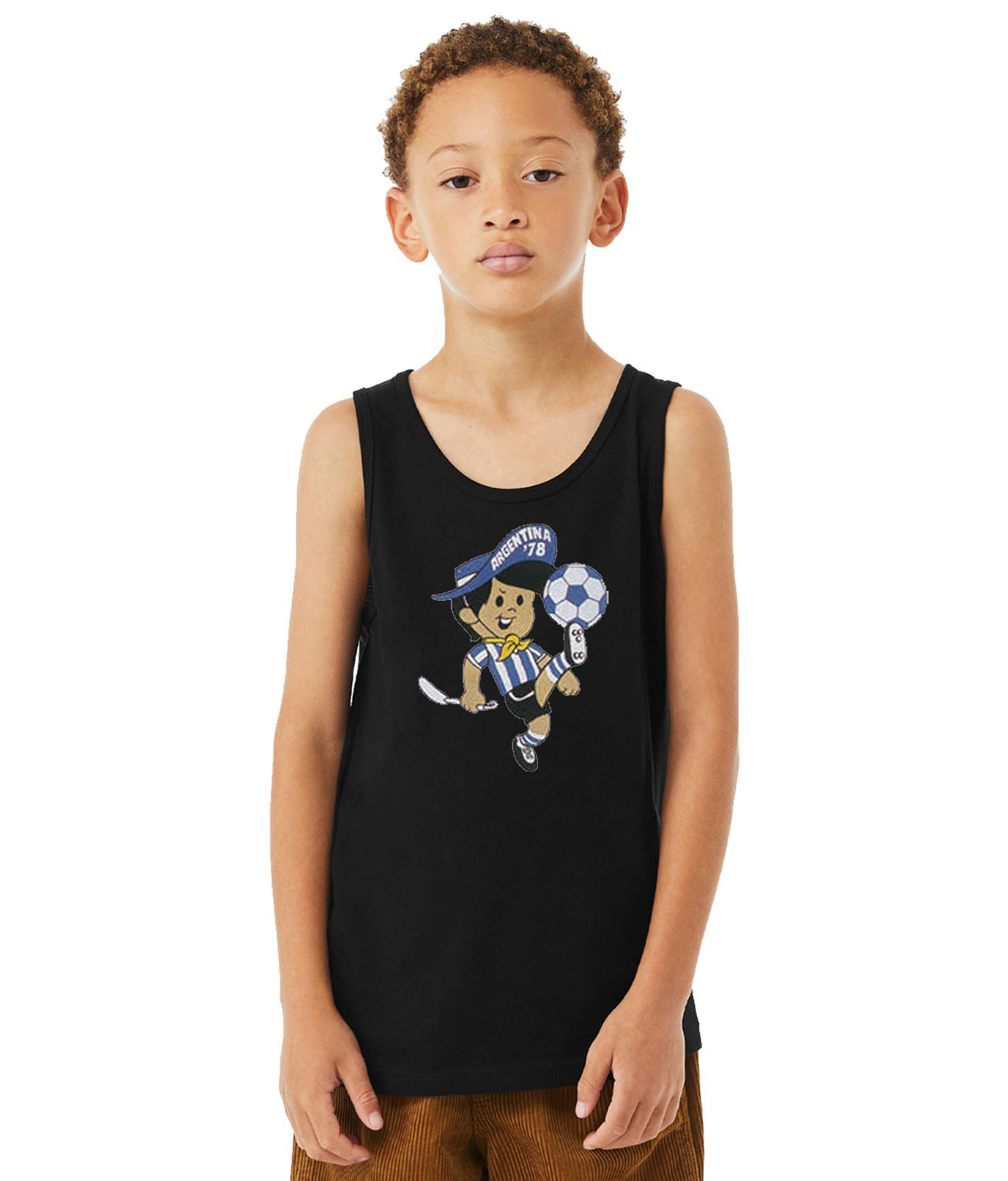 1978 FIFA World Cup Argentina Mascot Gauchito Soccer Logo Symbol Emblem Customized Design on Youth Tank Top